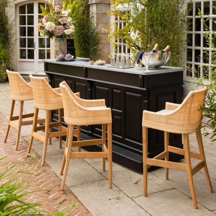 Sao Polo outdoor bar stool in synthetic rattan w/o cushion