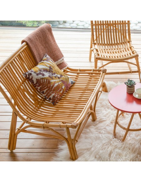 Ambiance banquette en rotin vintage DAVID vue de profil Ambiance banquette en rotin vintage DAVID vue de profil