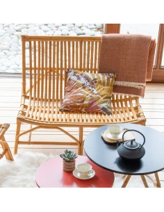 Banquette en rotin vintage DAVID vue de 3/4 2