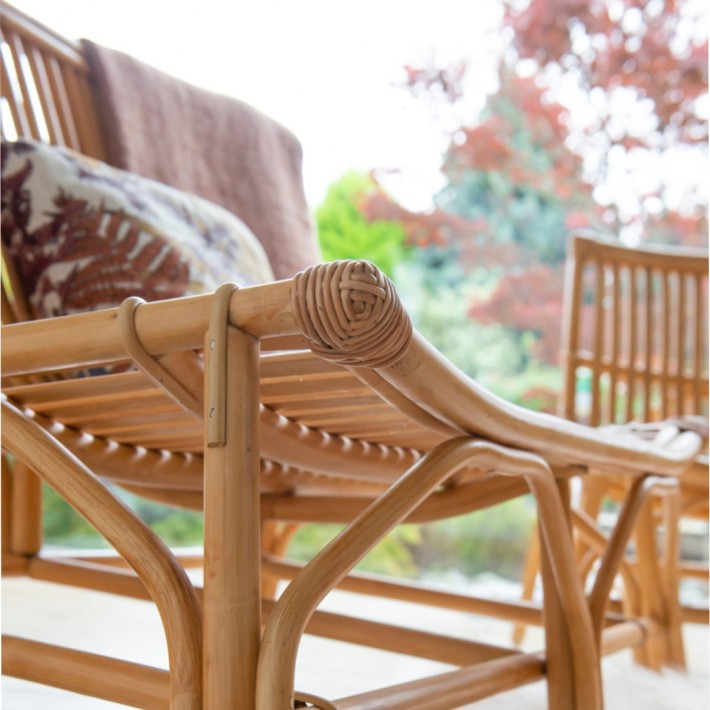 Zoom banquette en rotin vintage DAVID