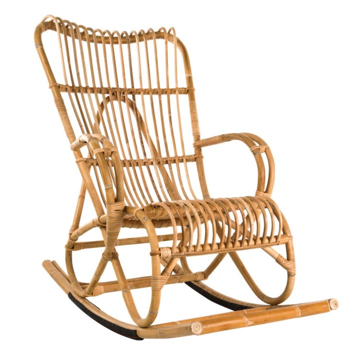 Rocking chair en rotin haut dossier MARLENE