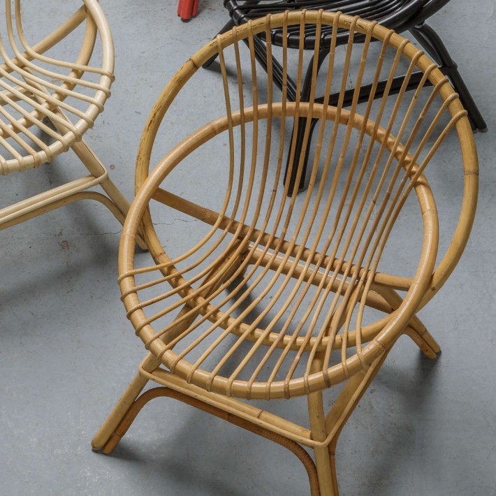 Fauteuil rotin coquille Brigitte en canne naturelle de chez KOK Maison vue de dessus