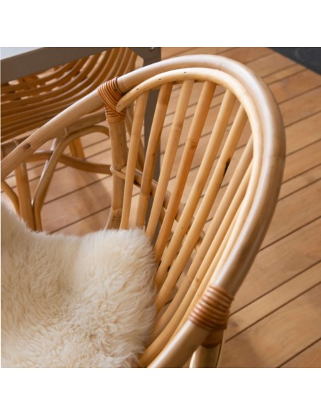 Zoom ambiance fauteuil en rotin naturel vintage Bruno de chez KOK MAISON