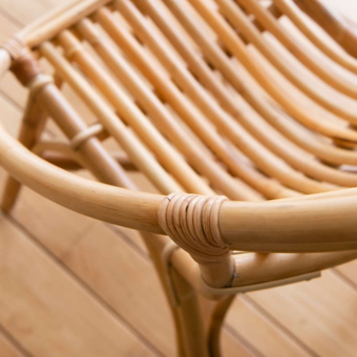 Fauteuil en rotin naturel vintage Bruno de chez KOK MAISON vue de dessus