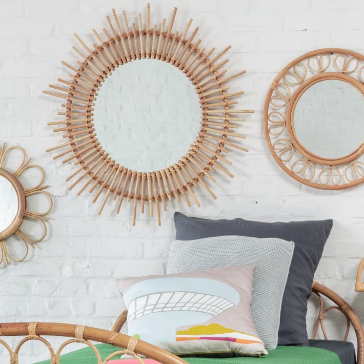 Planète rattan vintage mirror