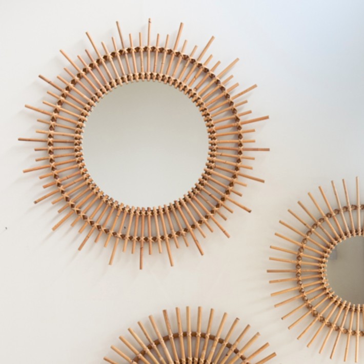Planète rattan vintage mirror