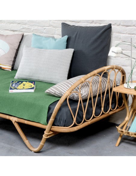 Corbeille 90x190 vintage rattan bed