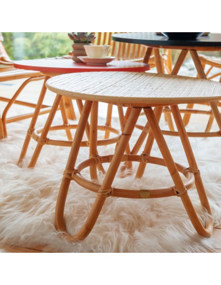 Ambiance table basse rotin Diabolo petit modèle plateau rotin