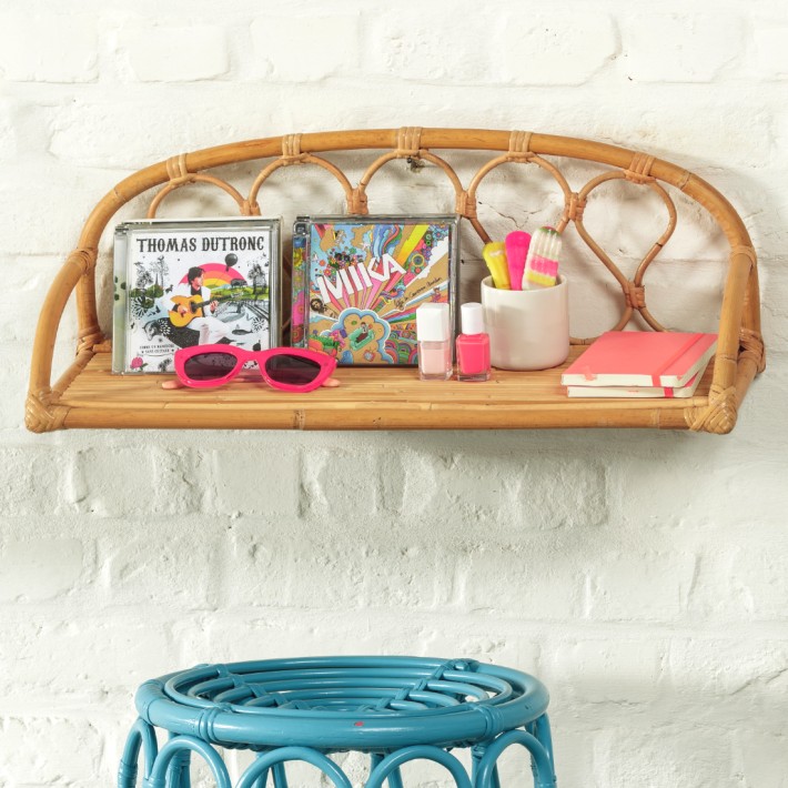 Vintage rattan wall shelf Lily