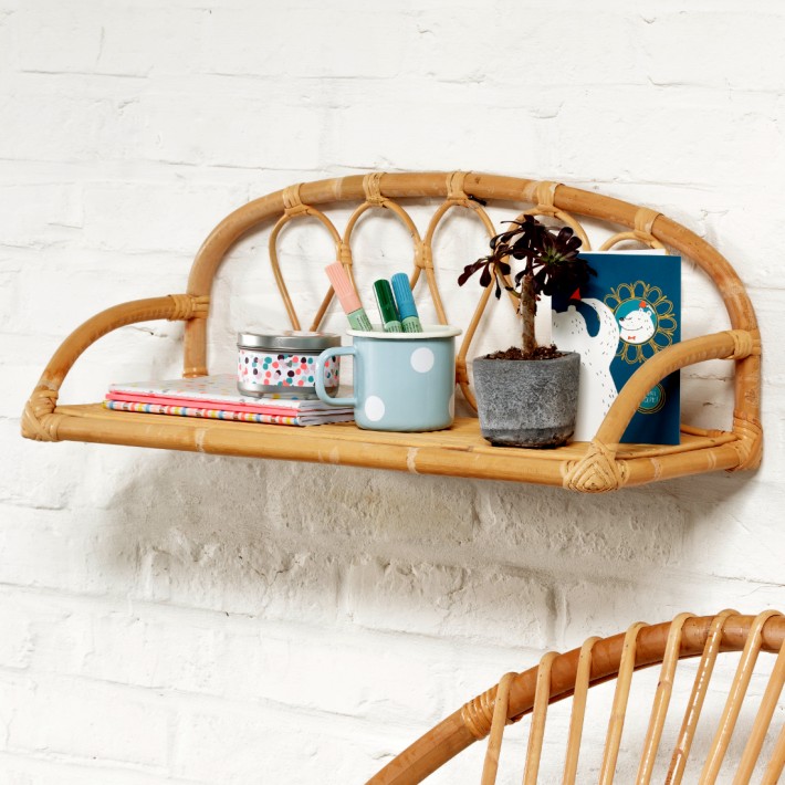 Vintage rattan wall shelf Lily