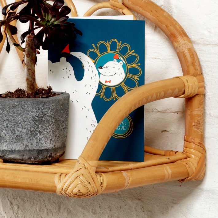Vintage rattan wall shelf Lily