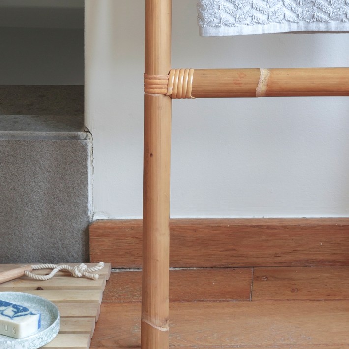 Vintage rattan ladder and towel rack Gilles