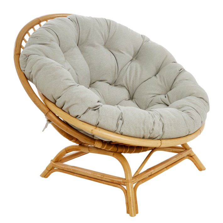 Fauteuil en rotin Coquille XXL avec coussin coloris gris par KOK MAISON