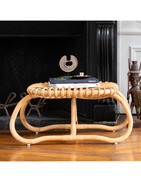 Boucle large rattan pouffe by Kok Maison