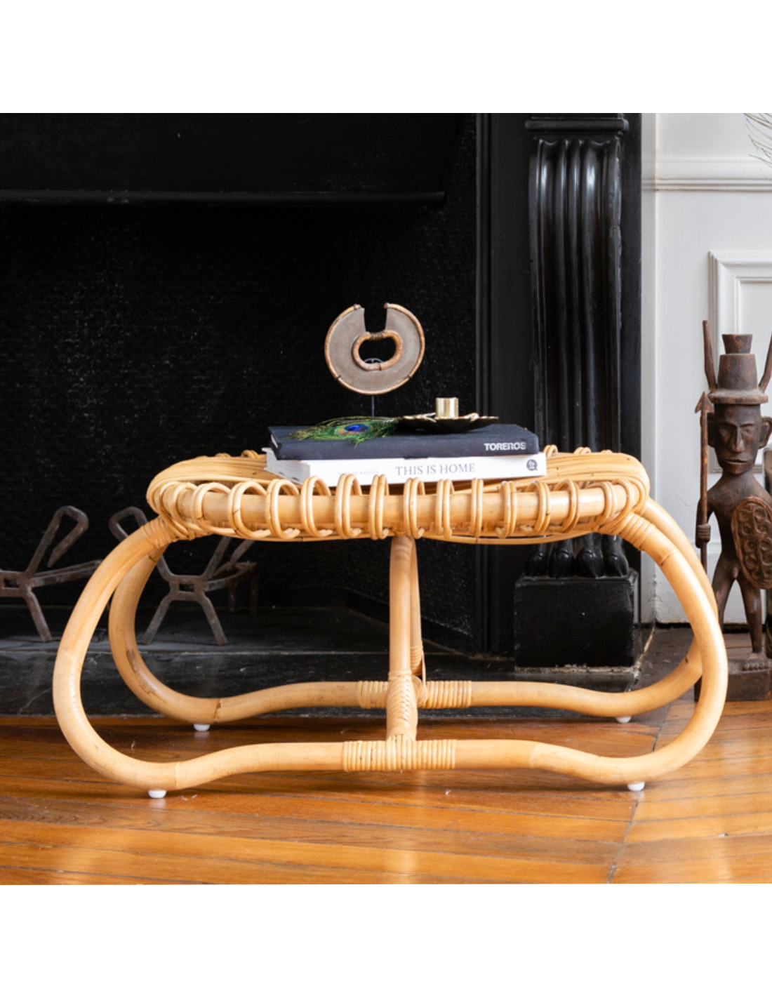 Boucle rattan footstool designed by At-Once - Big