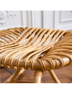 Small footrest in rattan, Boucle collection 2