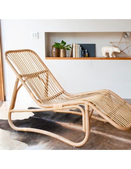 Ambiance chaise longue en rotin naturel Baia