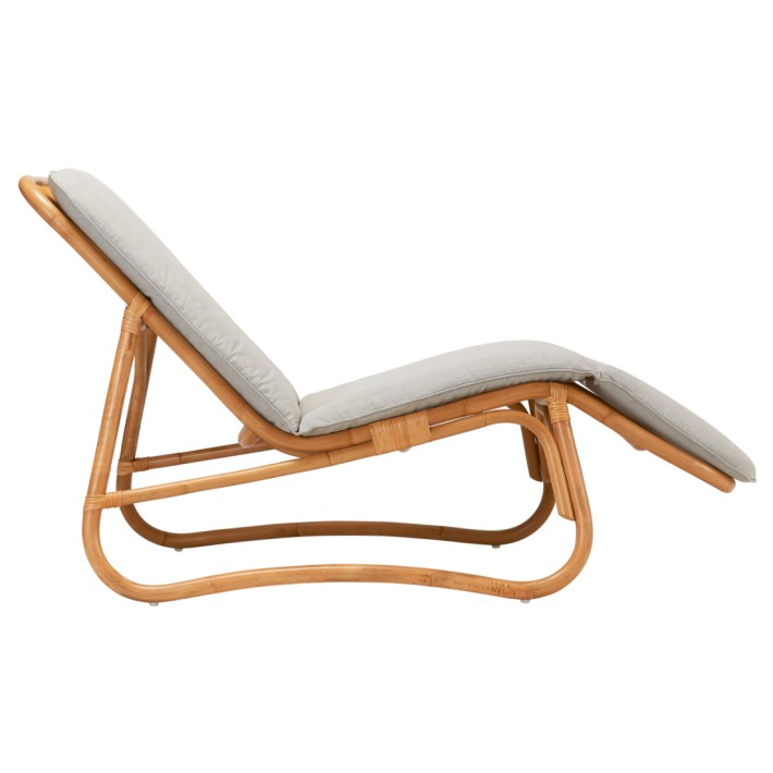 Coussin pour chaise longue rotin naturel Baia vue de profil