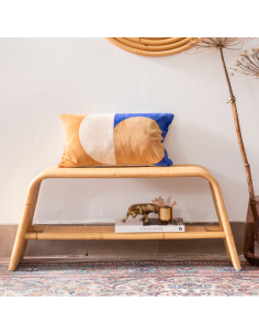 Boucle rattan footstool 2