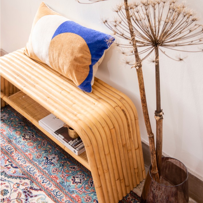 Ambiance seen from above Riviera rattan bench by Kok maison