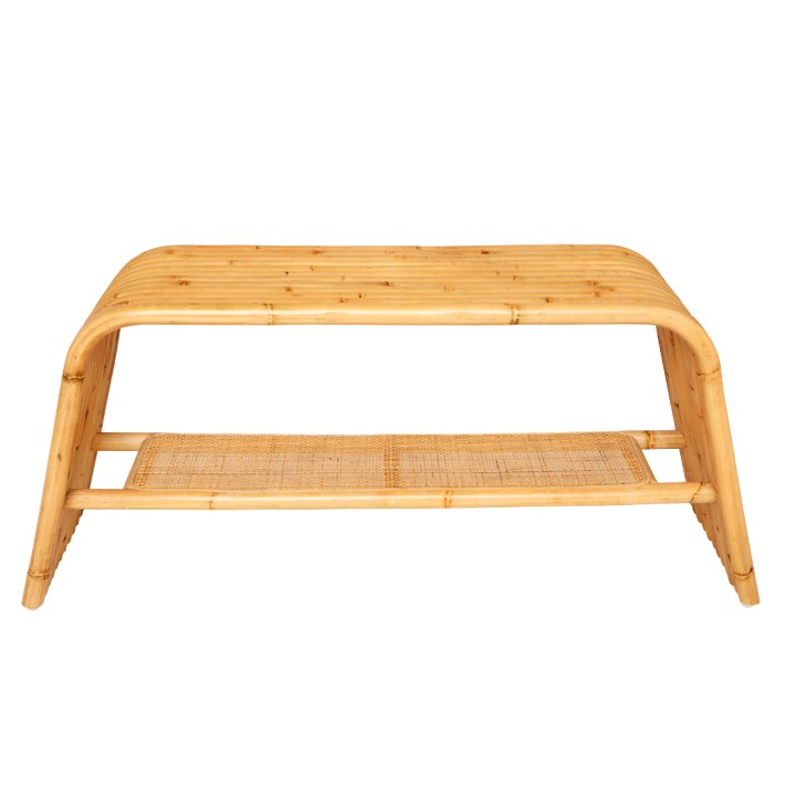 Banc Riviera en rotin naturel de chez Kok Maison vue de face