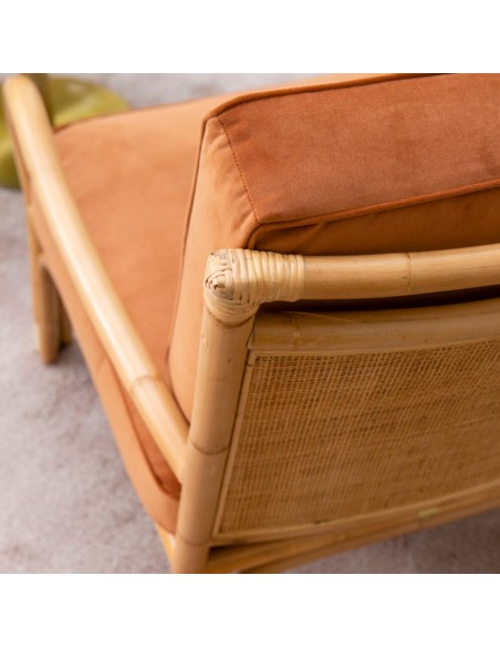 Zoom dossier fauteuil en rotin 2 places Riviera