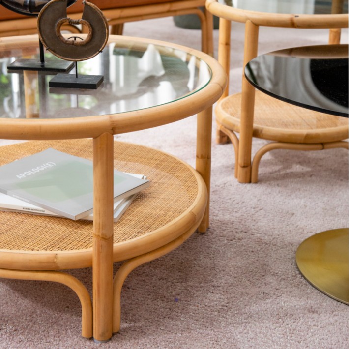 Zoom table basse en rotin diamètre 66cm collection Riviera par Kok maison