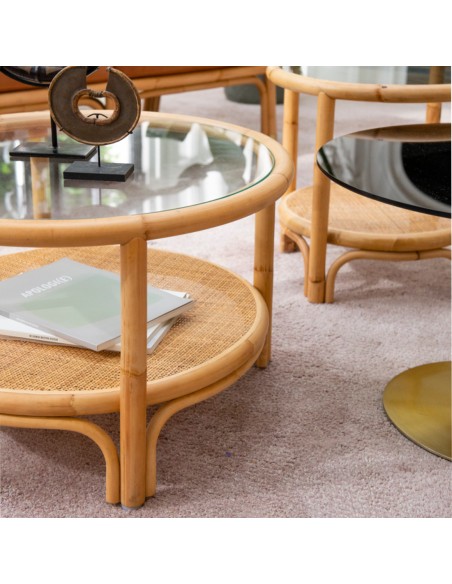 Zoom table basse en rotin diamètre 66cm collection Riviera par Kok maison
