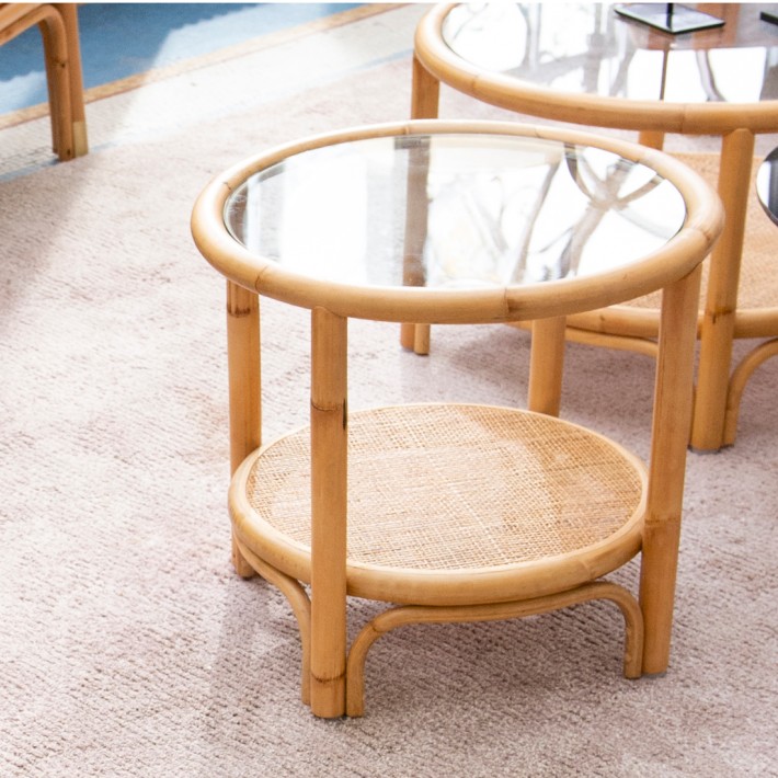 Ambiance table basse en rotin 50cm collection Riviera par Kok maison