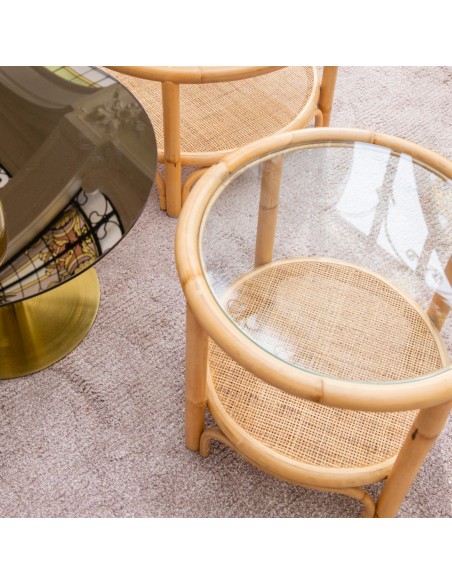 Ambiance table basse en rotin 50cm collection Riviera par Kok maison vue de dessus Ambiance table basse en rotin 50cm collection Riviera par Kok maison vue de dessus