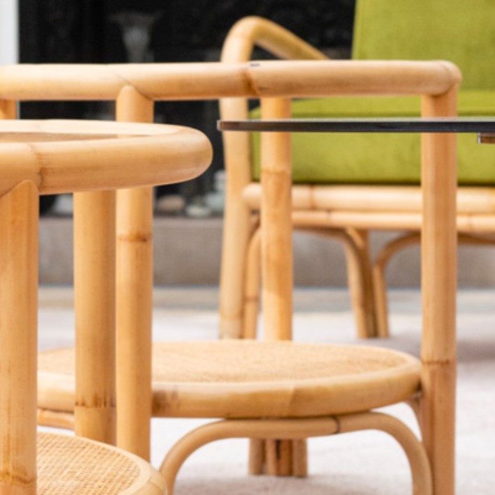 Ambiance rattan coffee table 50cm collection Riviera by Kok maison side view