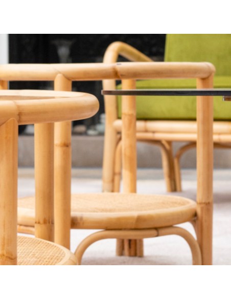 Ambiance rattan coffee table 50cm collection Riviera by Kok maison side view