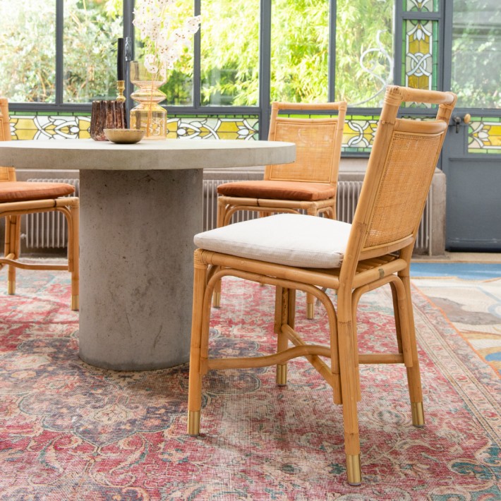 Ambiance rattan chair Riviera collection linen cushion