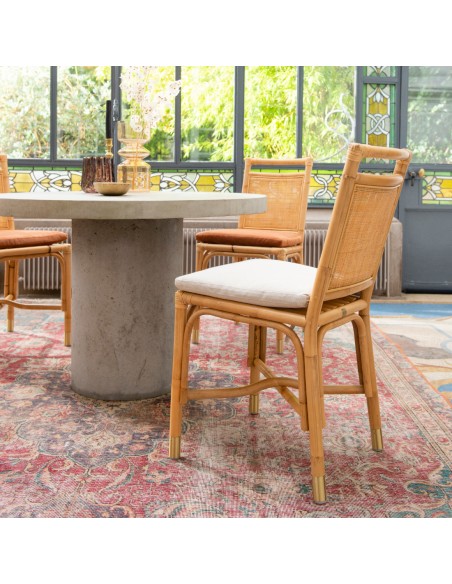 Ambiance rattan chair Riviera collection linen cushion