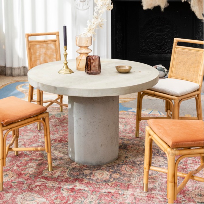 Ambiance rattan chair Riviera collection cushion with velvet chair cushion in ochre