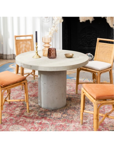 Ambiance rattan chair Riviera collection cushion with velvet chair cushion in ochre