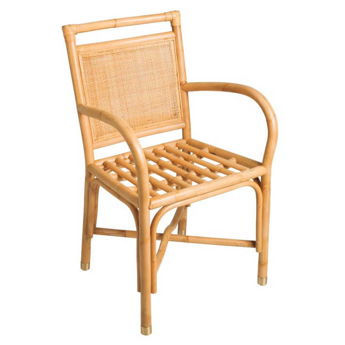 Structure fauteuil de table en rotin collection Riviera par Kok maison vue 3/4