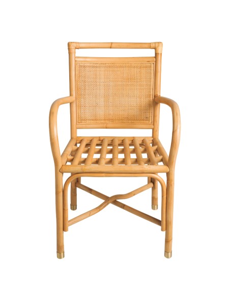 Table armchair structure in rattan Riviera collection by Kok maison front view
