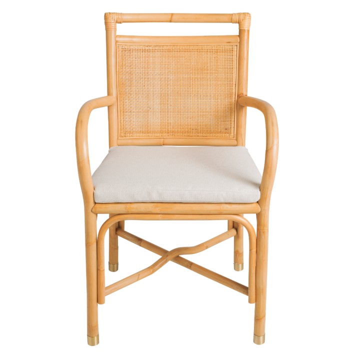 Fauteuil de table en rotin collection Riviera coussin lin par Kok maison