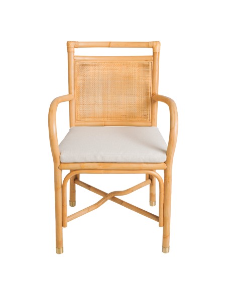 Fauteuil de table en rotin collection Riviera coussin lin par Kok maison