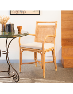 Rattan table armchair Riviera collection linen cushion by Kok maison 2