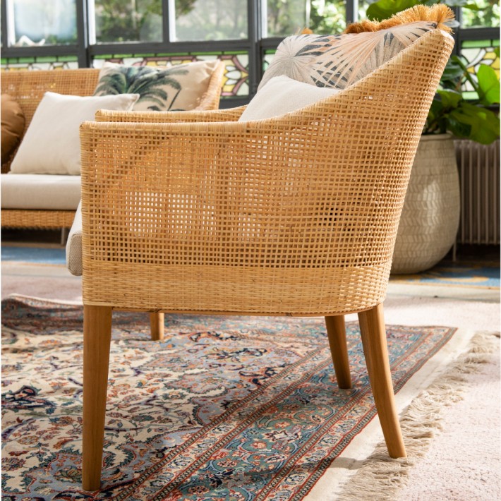 Ambiance rattan cane armchair Saïgon collection at kok maison side view