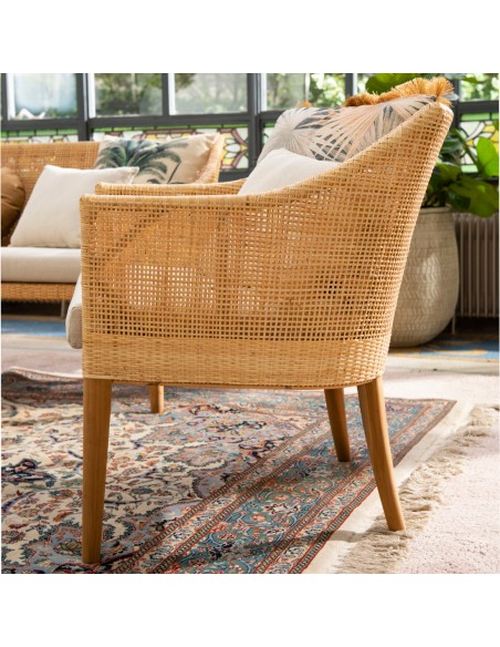 Ambiance rattan cane armchair Saïgon collection at kok maison side view Ambiance rattan cane armchair Saïgon collection at kok maison side view
