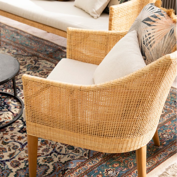 Ambiance rattan cane armchair Saïgon collection at kok maison zoom seat