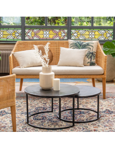 Fauteuil en rotin et pieds teck Saïgon 2