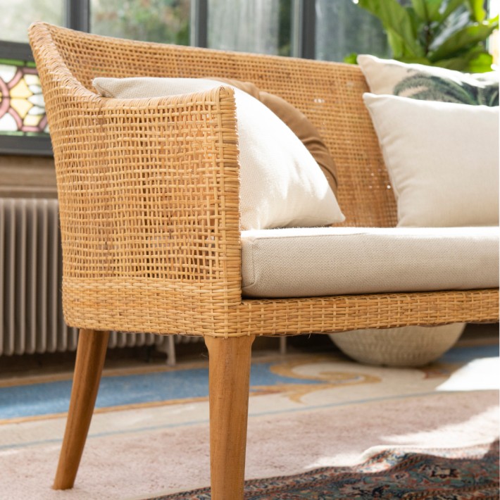 Zoom profile rattan sofa Saïgon collection by Kok maison