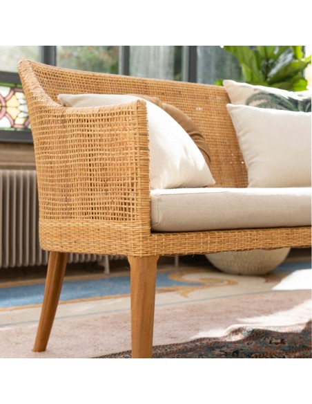 Zoom profil canapé cannage rotin collection Saïgon par Kok maison
