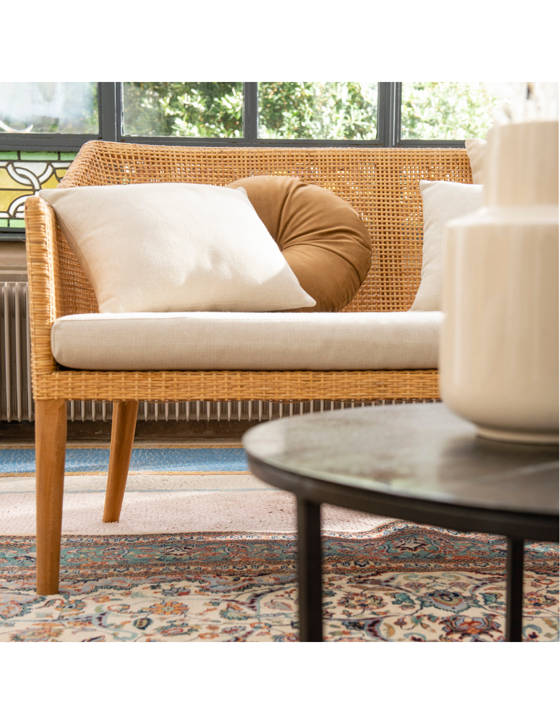 Saigon rattan and teak sofa