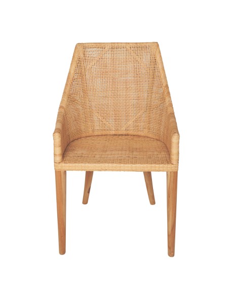 Fauteuil de table rotin tressé collection Saïgon par Kok maison vue de face Fauteuil de table rotin tressé collection Saïgon par Kok maison vue de face