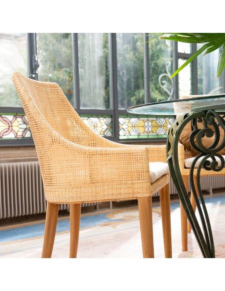 Ambiance table armchair in rattan cane Saïgon collection rofil view